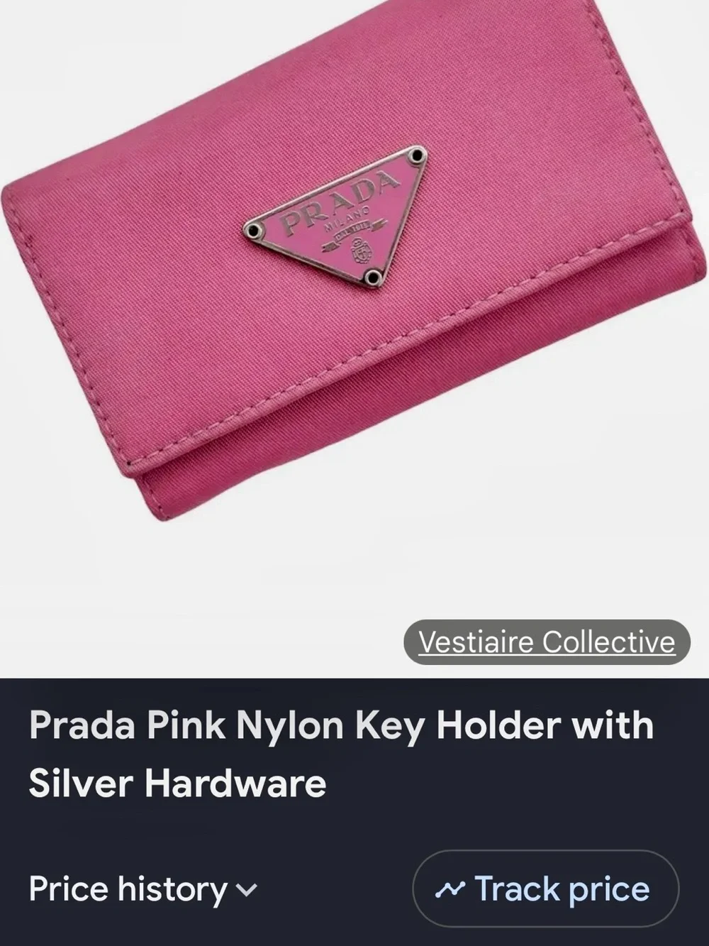 Prada Hot Pink Nylon Triangular Logo Wallet/Key-holder